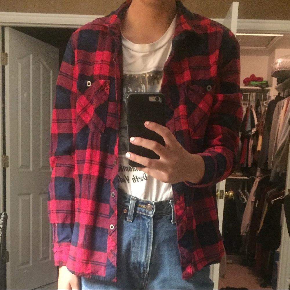 Red, Blue, Black Plaid Flannel from Pacsun